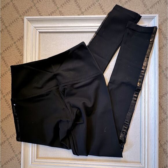 Lyssse Black midweight leggings with sequin tuxedo side stripe NWOT S - Picture 3 of 9
